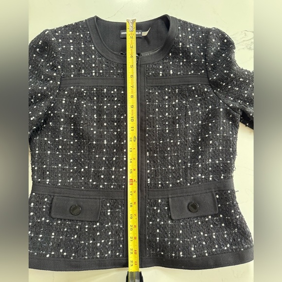 Karl Lagerfeld tweed zip-up blazer - black buttons. Chic  & classic - sz 12 - Picture 13 of 14